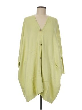 Lauren Manoogian Pale Lime V-Neck Button Poncho Cardigan